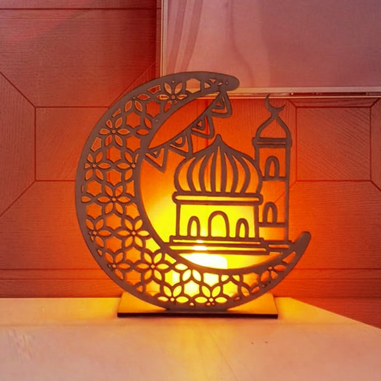 Eid Mubarak Decorations For Table, Ramadan Decorations Light, 3D Handmade  Wooden Moon Star LED Lights For Muslims, Islamic Wall Table Decor,Ramadan  Gift 