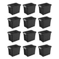 thumbnail image 1 of Sterilite 7.5 Gal Rugged Industrial Storage Totes w/ Latch Lids, Black (12 Pack), 1 of 12