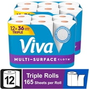 Viva Multi-Surface Cloth Paper Towels, 12 Triple Rolls, 165 Sheets per Roll