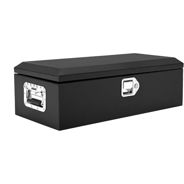 20x12x10in Steel Truck Bed Tool Box with Diamond Plate Side Handle and Lock Keys Portable Storage Organizer for Pickup RV Trailer Black