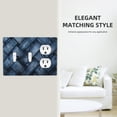 thumbnail image 3 of Blue Dark Fabric Mix 3 Gang Toggle Light Switch Cover Decorative Switch Plates and Outlet Covers Wall Plates for Electrical Kitchen Home Office Art Decor, 3 of 4