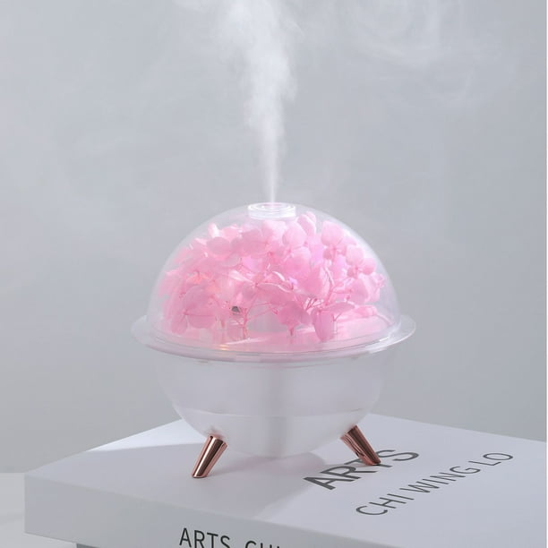 Humidificador de flores eternas con luz LED nocturna y alimentación USB | Vapor silencioso de 500 ml para dormitorio, oficina o escritorio | Arreglo floral DIY y regalo de decoración para el hogar