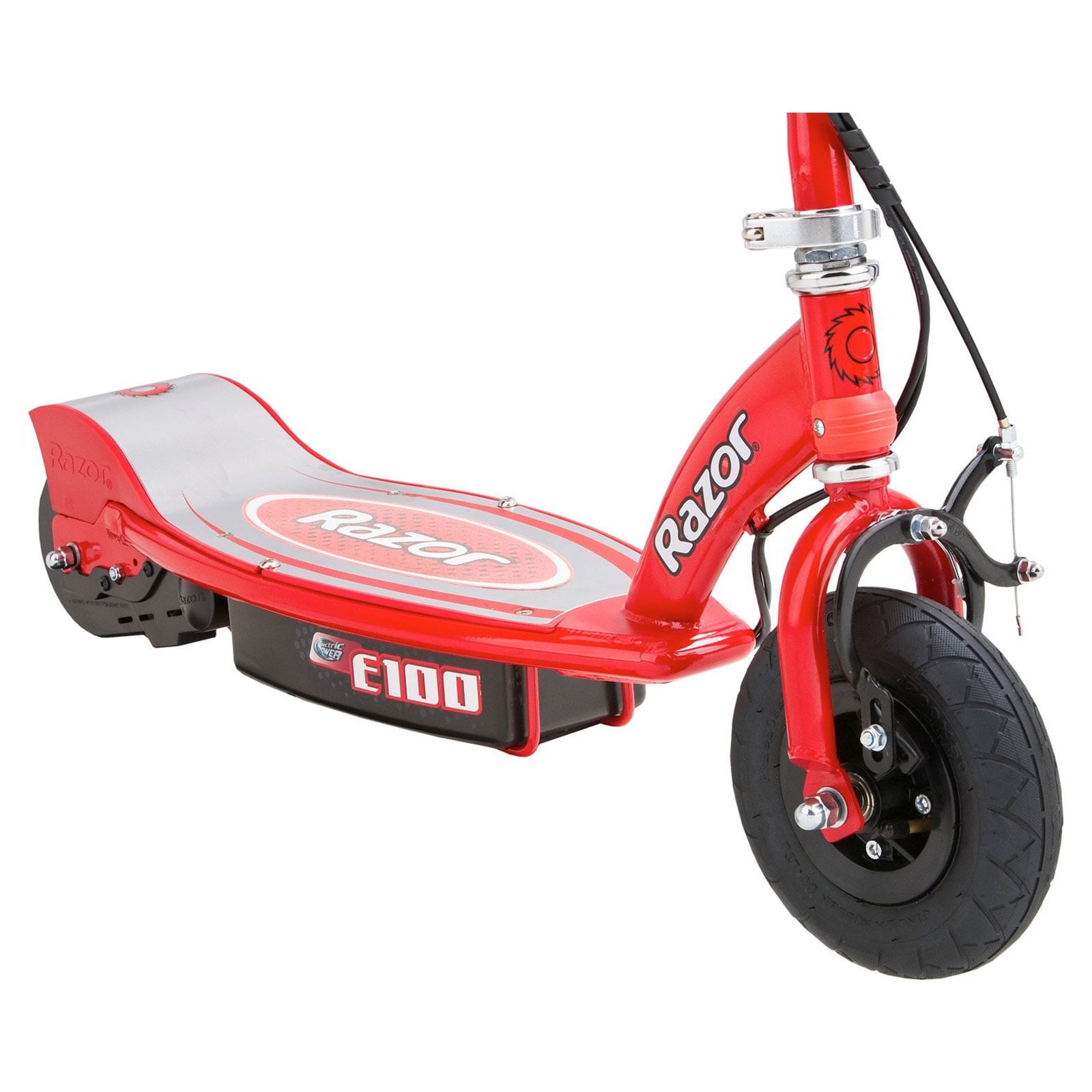 Razor E100 Electric Scooter - Red, for Kids Ages 8+ and up to 120 lbs, 8" Pneumatic Front Tire, 100W Chain Motor, Up to 10 mph & Up to 40 mins of Ride Time, 24V Sealed Lead-Acid Battery - image 5 of 8