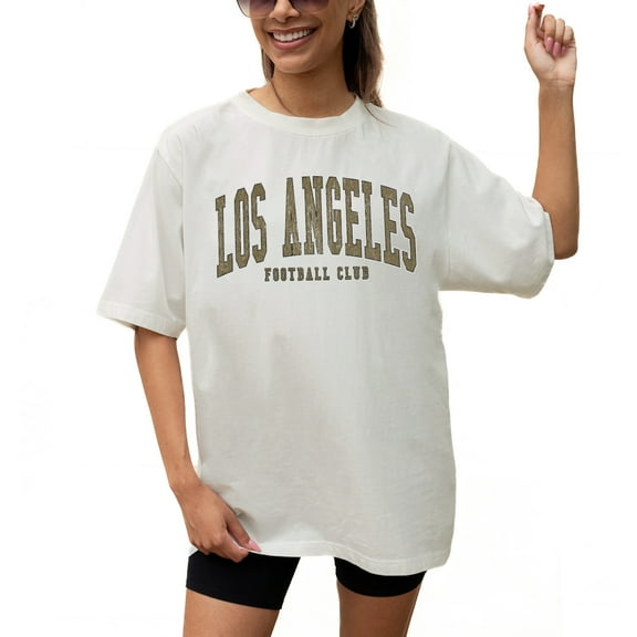 Women's Gameday Couture  Cream LAFC Goal Line Oversized T-Shirt