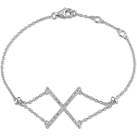 Miabella Diamond-Accent Sterling Silver X Bracelet
