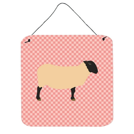 Suffolk Door - Suffolk Sheep Pink Check Wall or Door Hanging Prints BB7972DS66