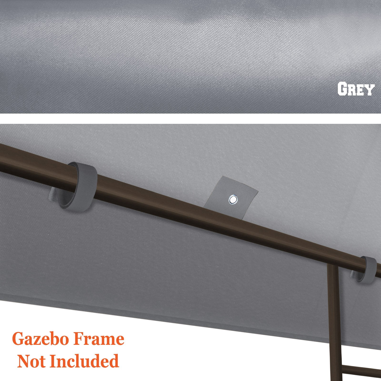 SUNRISEUMBRELLA 119“”x119” Gazebo Replacement Canopy Top Single Tier Canopy Top Cover(GREY)