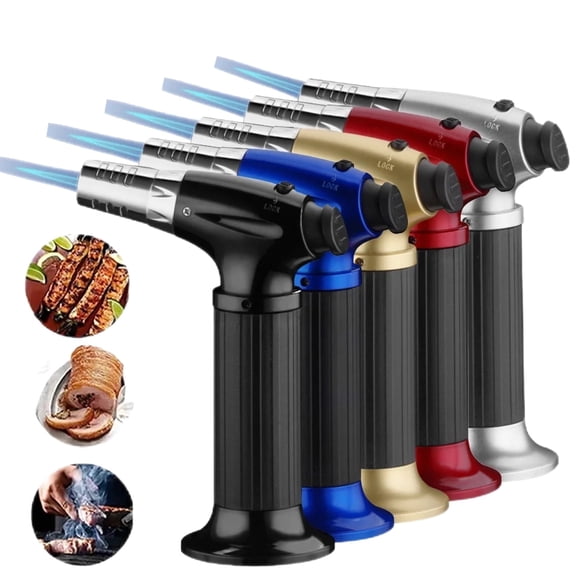 Culinary Butane Torch Blow Torch Lighter, Refillable Cooking Kitchen Torch with Safety Lock Adjustable Flame for BBQ, Creme Brulee, Baking, Cooking, Crafts, Cigar (Butane Gas not Included)