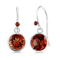 Gem Stone King 925 Sterling Silver Red Garnet 925 Sterling Silver Dangle Earrings for Women (2.03 cttw, Round 6MM)