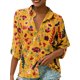thumbnail image 4 of Sonducket Blusa informal con botones de manga larga y estampado de gasa para mujer Prendas para la parte del cuerpo Amarillo METRO, 4 of 6
