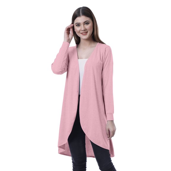 Moomaya Womens Full Sleeve Hi-Lo Shrug Rounded Hem Long Cotton Summer Cardigan