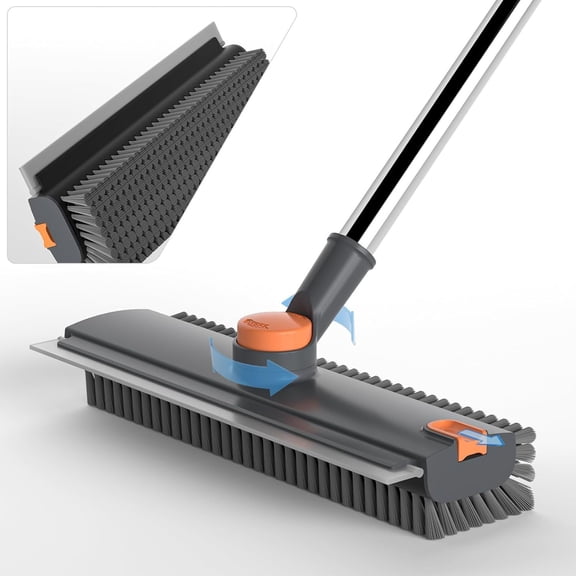 Generic 3 in 1 Stiff Bristle Floor Scrubber Brush with Long Handle Floor Scrubber Broom with Squeegee and Tweezer for Cleaning Bathroom Patio Garage Kitchen
3 in 1 Stiff Bristle Floor Scrubber Brush