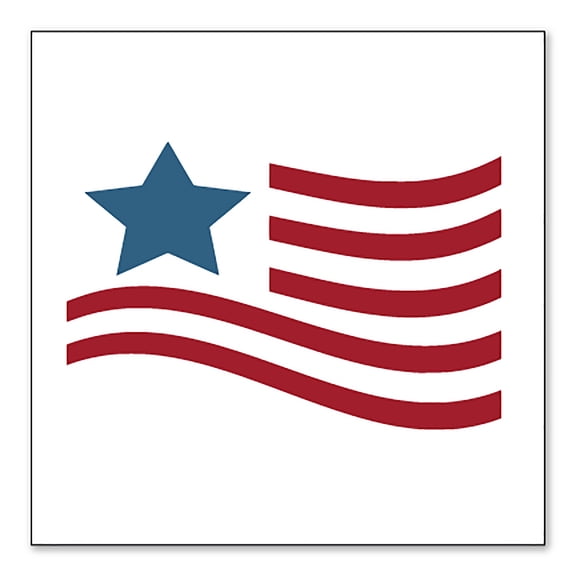 DistinctInk Custom Bumper Sticker - 10" x 10" Decorative Decal - White Background - USA Waving Flag Red White & Blue