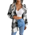 thumbnail image 1 of Qiylii Women Buttons Tops Coat, Long Sleeve Lapel Neck Plaid Buttons Casual Street Party Buttons Coat Sweater + Waistband, 1 of 7