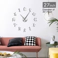 thumbnail image 2 of Modern Music Band 3D Mute DIY Wall Clock Drum Set Guitar Player Home Wall Decor Self Adhesive Acrylic Mirror Effect Clock Watch(Silver,27inch), 2 of 9