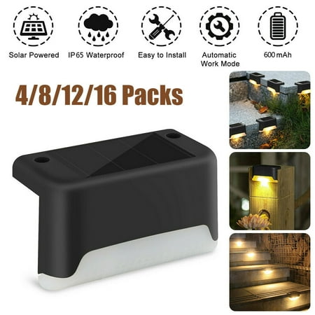 

GRNSHTS Solar Deck Lights 4/8/12/16Pcs Outdoor Step Light Waterproof Led Solar Lamp for Steps Fence Deck Railing Stairs Warm White