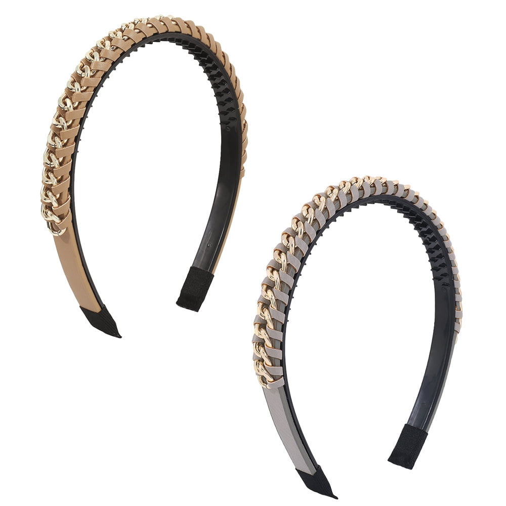 2Pcs Women Chained Headband Fashion, Metal Headbands for women Girls