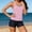 Pink, variant on FDGIU 2026 Women's 3 Piece Tankini Swimwear Tummy Control Plus Size Swim Top with High Waisted Boyshorts Bathing Suit Set