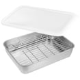 thumbnail image 5 of Stainless Steel Baking Tray with Rack for Easy Baking and Storage Silver 12.5 x 10.5 Inches, 5 of 5