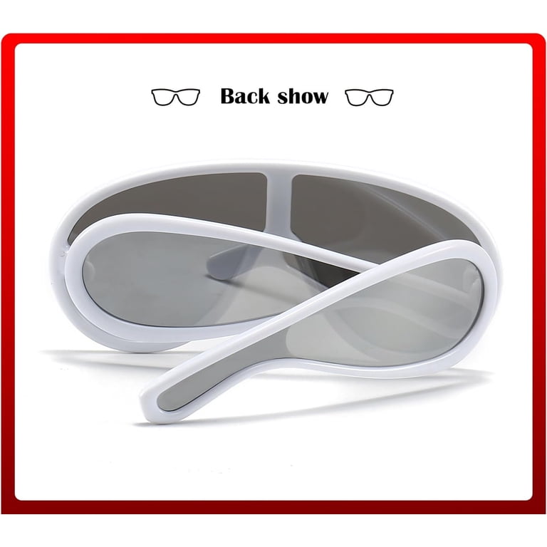 Fashion Wave Mask Sunglasses for Women Men Oversized Silver  display picture 3