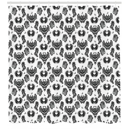 Gothic Shower Curtain Victorian Floral Motifs And Artistic Owl
