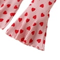 thumbnail image 6 of Toddler Infant Baby Girls Valentines Day Outfits Comfy Love Heart Print Shirt Pullover Top Flared Pants Fall Spring Clothes Set Solid Color Soft Long Sleeve Top And Bell Bottoms Pants Set 9M-5Y, 6 of 7