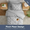 thumbnail image 3 of Virtu Twin Comforter Sets, 5pc Twin Bed in a Bag, Pleated Twin Bedding Comforter Sets Twin with Sheets, Light Grey, 3 of 10