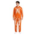 thumbnail image 6 of YUEHUA Men & Women Hooded Onesie, Unisex Front Zipper Halloween Loungewear, Smiling Pumpkin Face Graphic Fluffy One Piece Night Suit with Pockets, 6 of 8