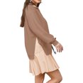 thumbnail image 3 of Long Sleeve Patchwork Women Collared V Neck Sweatshirt Dress, 3 of 6