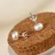 thumbnail image 4 of 1 par de platos S925 Argent Sterling Eau Douce Naturelle Perles Boucles Doreilles Argent Simple Boucles Doreilles, 4 of 5