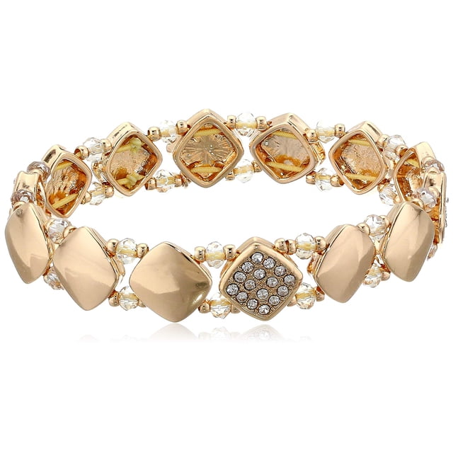 Pulsera Elástica Nine West con Cristales en Tono Dorado