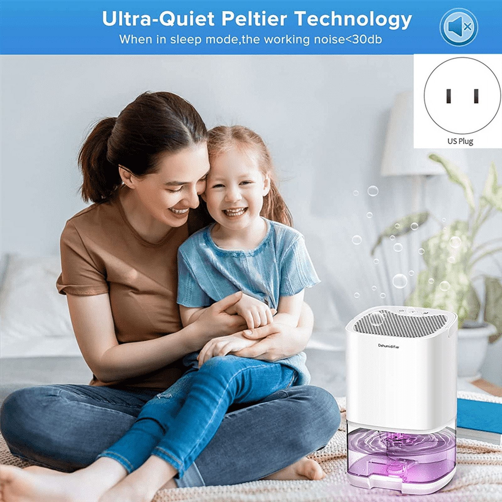 Dehumidifier, Dehumidifiers for Home 35Oz Dehumidifier for Bathroom 2500 Cubic Feet(280 Sq Ft) US Plug,1 x dehumidifier,White