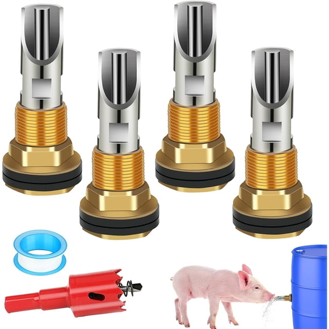 4 bebederos de tetina para cerdos, bebederos de tetina automáticos para cerdos