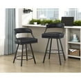thumbnail image 3 of Lexicon Oxton Metal & Faux leather set of 2 Swivel Counter Height Chair in Black, 3 of 9