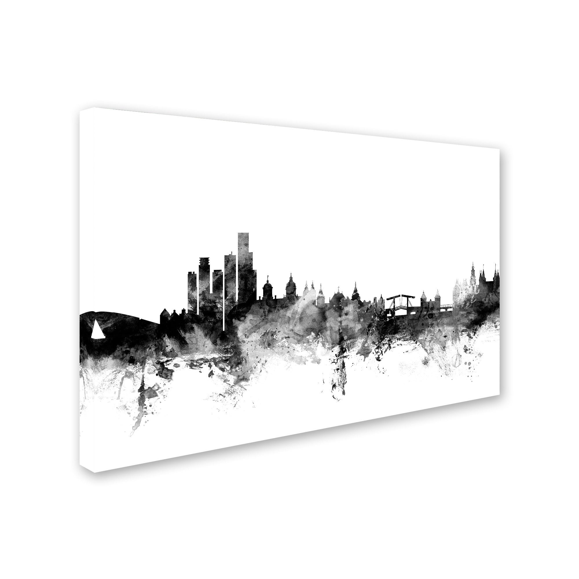 Trademark Fine Art "Amsterdam Skyline B&W" Canvas Art by Michael Tompsett