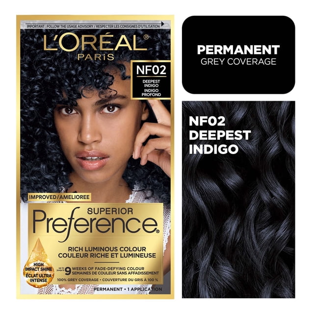 L'Oreal Paris Superior Preference Permanent Hair Color, Oil-in-Gel, Deepest Indigo, 1 unit