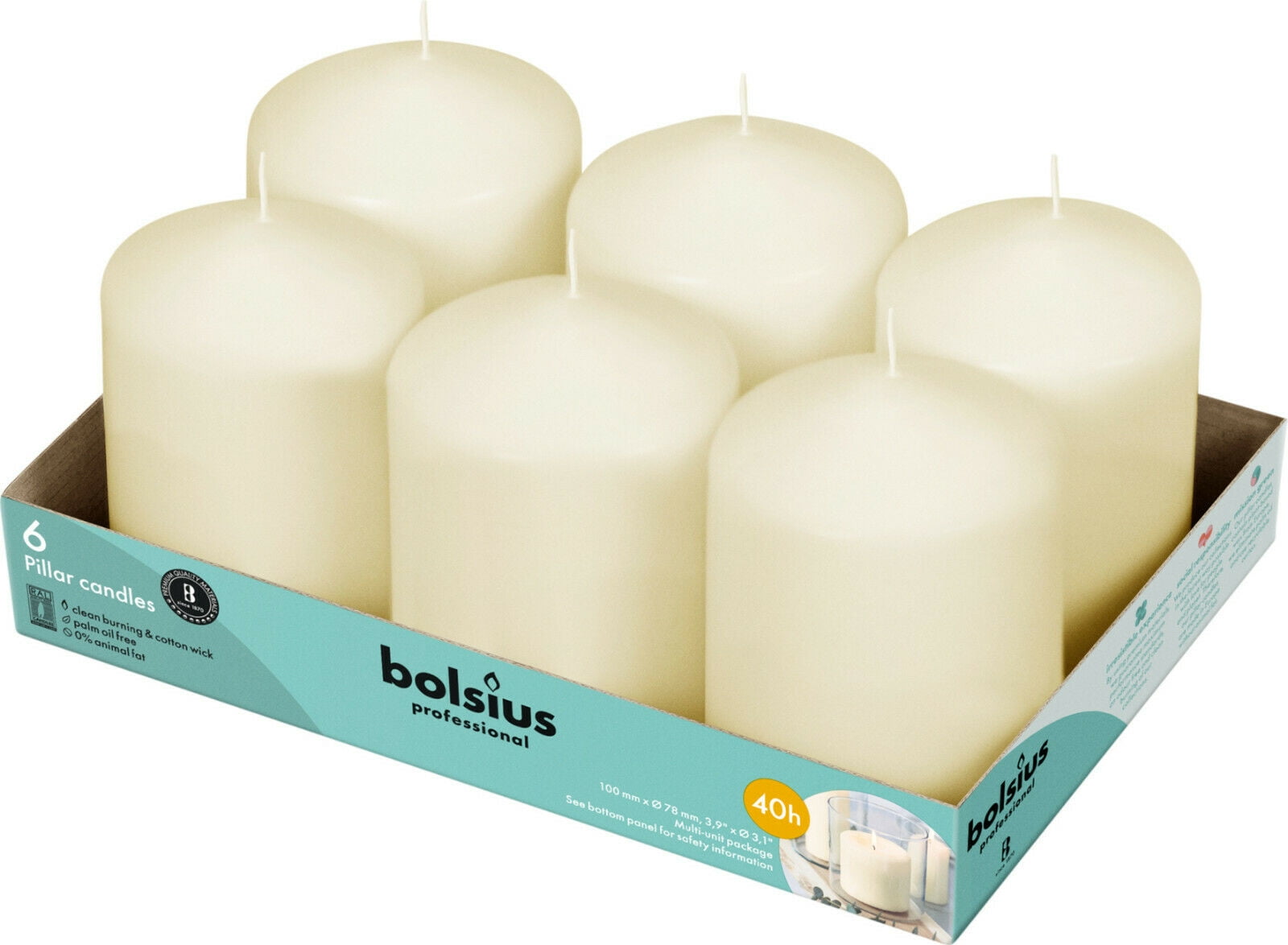 Bolsius Tapered 10in Tabletop Candles in White Made of Wax Pack of 100 