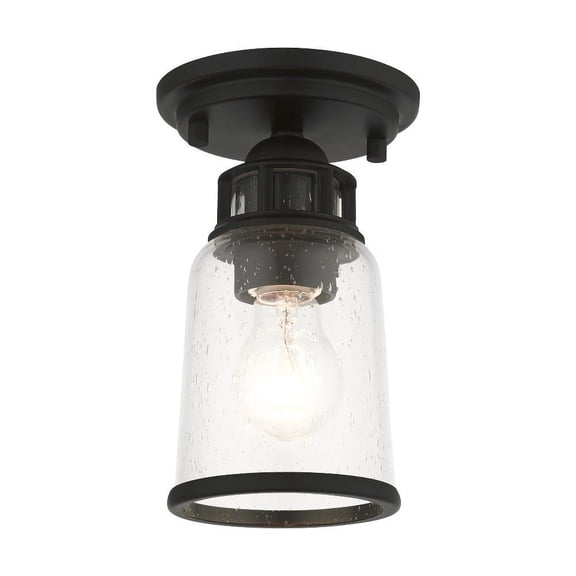 1 Light Flush Mount in Coastal Style 5.13 inches Wide By 8 inches High-Black Finish Bailey Street Home 218-Bel-4363056