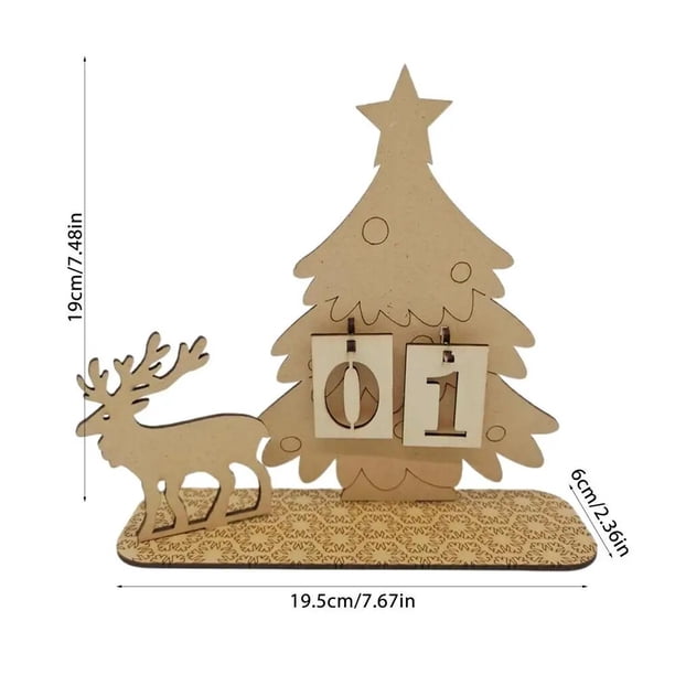 Calendario de Adviento de Navidad de 24 días, adornos de madera, decoración de escritorio para el hogar, regalo de Navidad, Noel, Año Nuevo