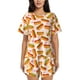 thumbnail image 1 of Balery Hot Dog In Heart Conjunto de Pijama para Mujer con Estampado, Dos Piezas de Manga Corta y Shorts, Ropa de Dormir Suave con Cuello Redondo y Bolsillos-Small, 1 of 6