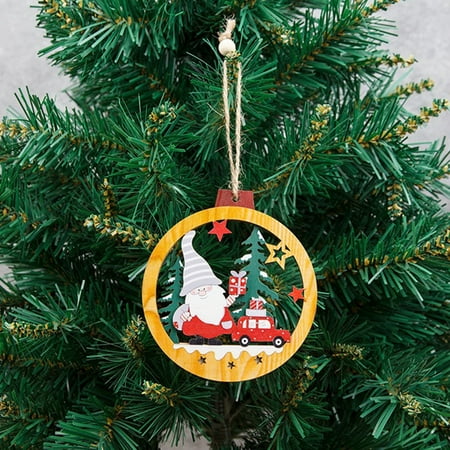 

loopsun Christmas Wooden Pendant Hollow Painted Santa Star Christmas Tree Decoration DIY Ornaments
