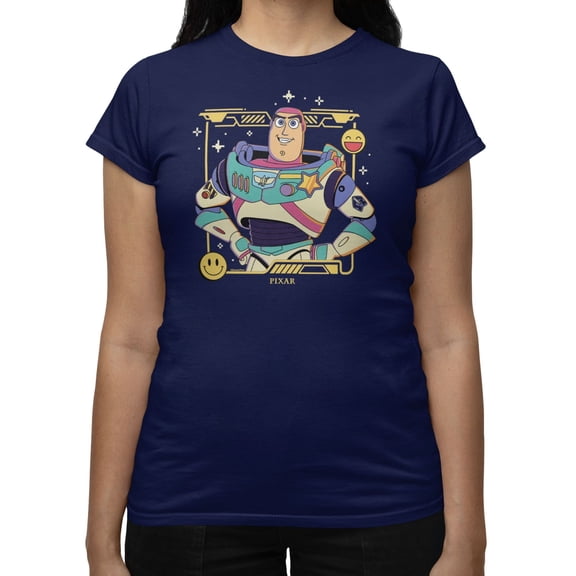 Disney Pixar Toy Story 5 Buzz Emoji Ranger Women's T Shirt (Navy, S-XXL)