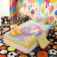 thumbnail image 2 of Erosebridal Pink Blue Drippy Baseball Cone Print Twin Sheet Sets, Fun Treats Bedding for Kids Boys and Girls, 1 Flat Sheet, 1 Fitted Sheet and 1 Pillowcase, 2 of 6