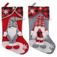 thumbnail image 5 of 2 Pcs Christmas Stockings Set with 3D Mr and Mrs Swedish Gnome Tomte Nisse Couple for Kids Holiday Fireplace Hanging Xmas Party Decorations, 18, 5 of 9