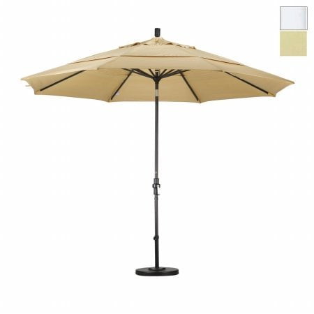 11 Pieds Aluminium Marché Umbrella Collier Inclinaison DV Mat Blanc/sunbrella/ant.beige