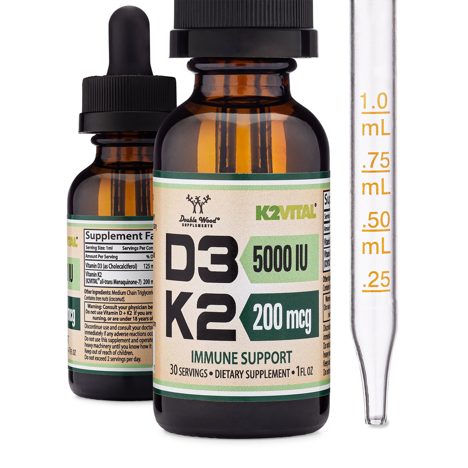 Vitamin D3 + L2 Liquid - 30 servings 5000 IU D3, 200 mcg K2