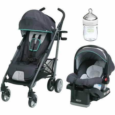 Graco Breaze Travel System Stroller with SnugRide Click Connect 35 Infant Car Seat, Basin with Nuk Simply Natural 5oz Bottle, 1-Pack