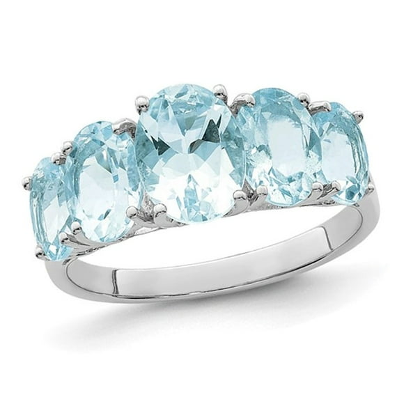 3.00 Carat (ctw) Light Aquamarine Five Stone Ring in Sterling Silver