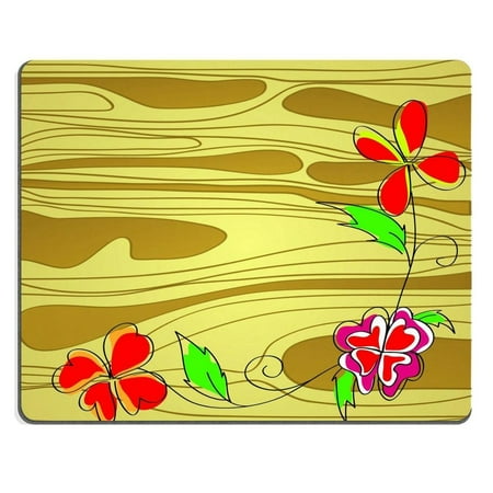 Wooden Moose POPCreation Flowers on a wooden board vector Mouse pads Gaming Mouse Pad 9.84x7.87 inches ()