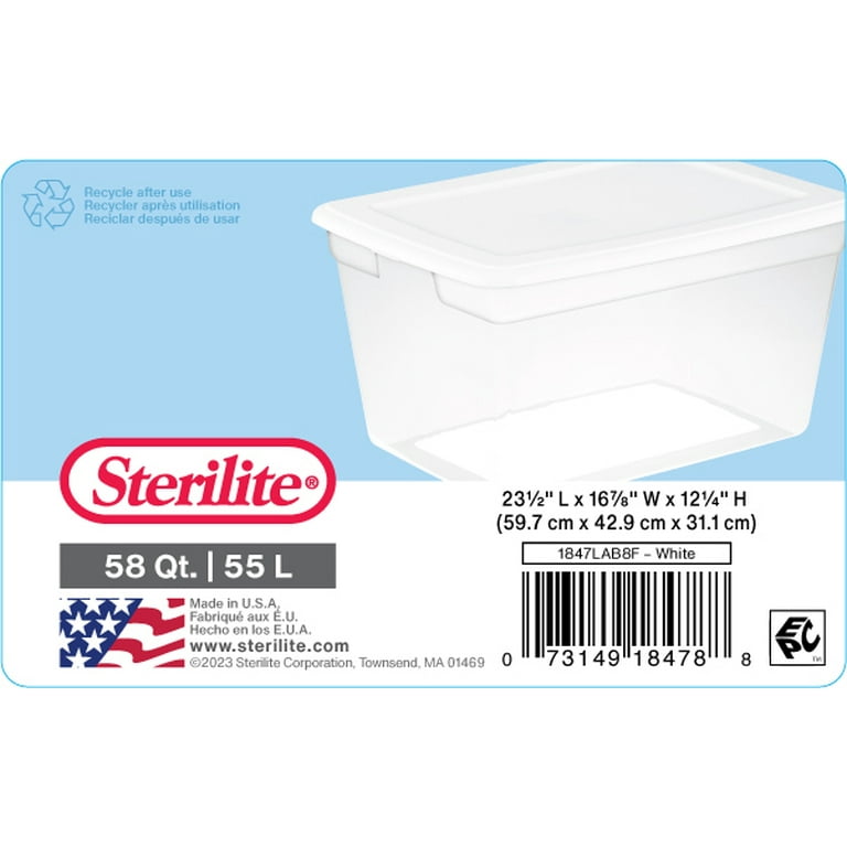 STERILITE Storage Box 13.5 X 8.3 X 4.8, 6 Qt. Clear - Pack of